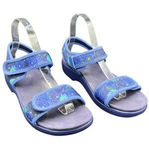 💙TRAQ by Alegria Sz 7 Blue Adjustable Sandals Comfort Walking Athleisure Travel